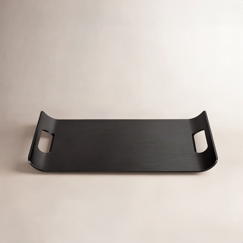 WILO Hardwood Tray with Handles, Large 1.57" H " 16.93" W x 12.2" D, Black