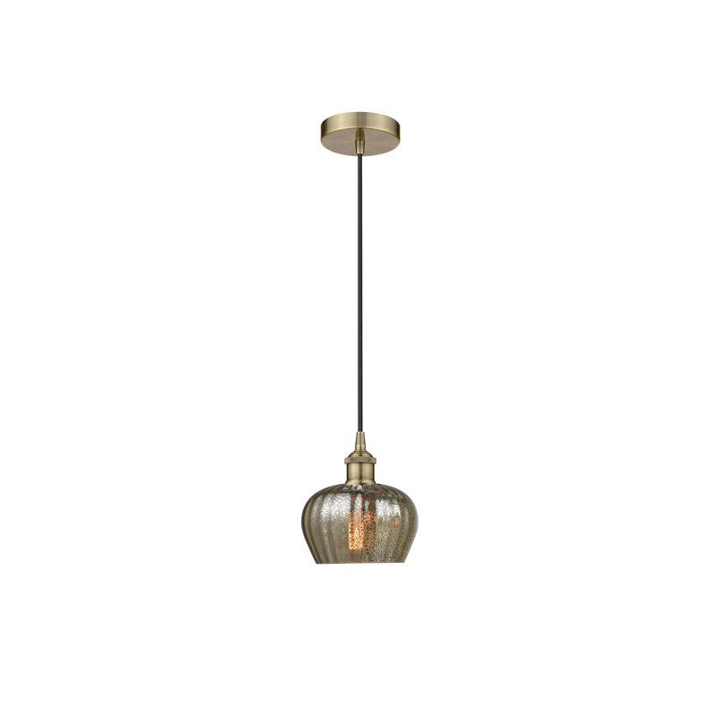 Noille 1 - Light Single Drop Pendant Pendant, 8.5" H x 6.5" W x 6.5" D, Mercury, Black Antique Brass