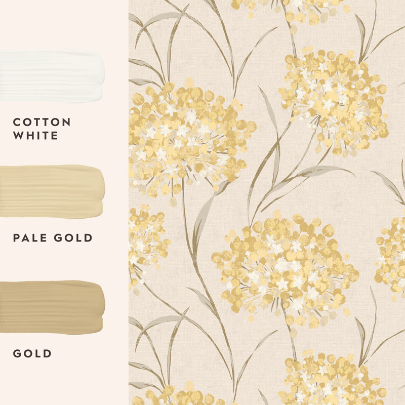 Laura Ashley Giselle Ochre Wallpaper, Yellow