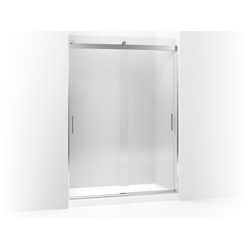 Levity Sliding Shower Door, Bright Polished Silver