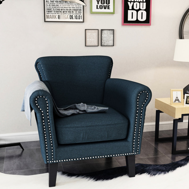 Fauteuil club en tissu bleu marine Tempting