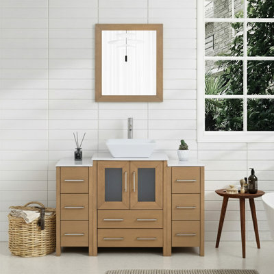 48" Single Bathroom Vanity with Engineered Marble Top with Mirror