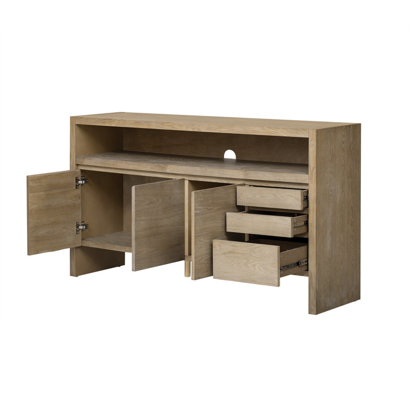 60" 3-Door Sideboard with 3 Drawers, Natural, Natural, Natural