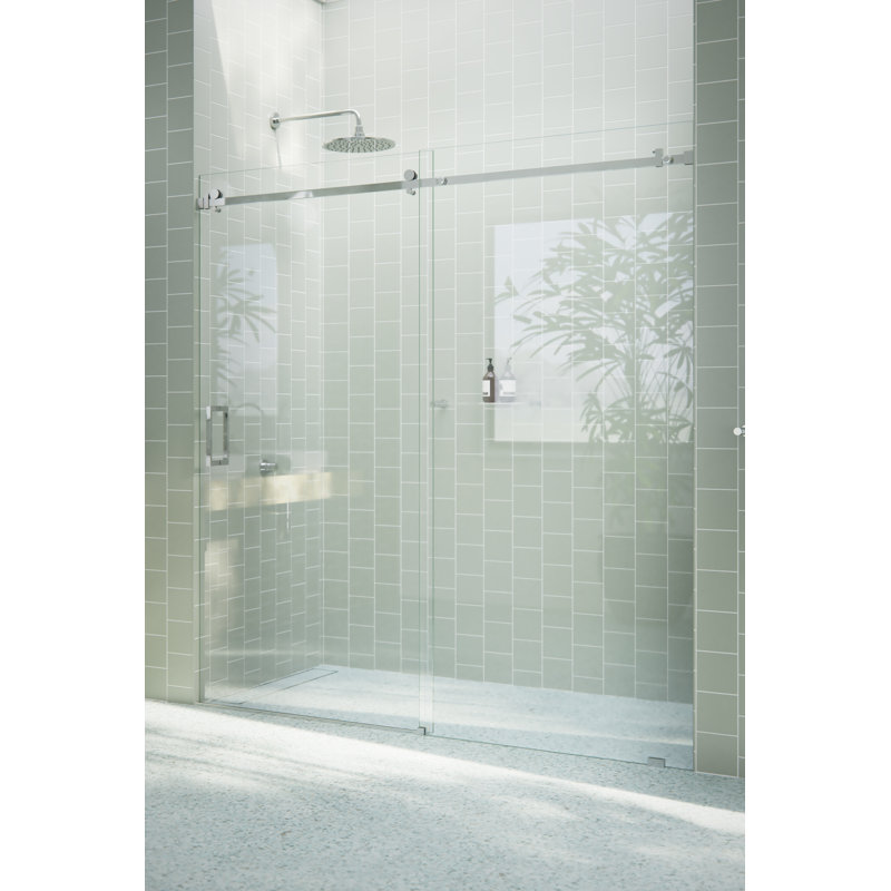 Astro 68 - 72 in. x 78 in. Fully Frameless Glass Sliding Shower Door, Polished Chrome