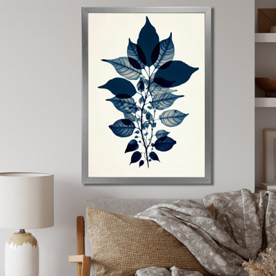 " Morning Forest Leaves Blue Vintage Botanical " Mixed Media and Color Photography Print
