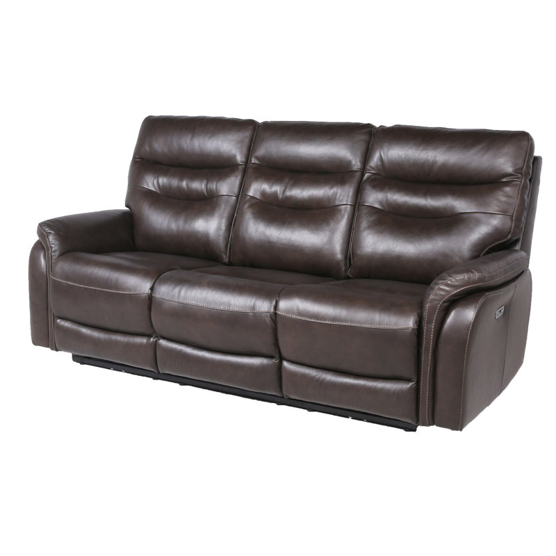Canapé inclinable en cuir 84 po Aonghus, Marron foncé