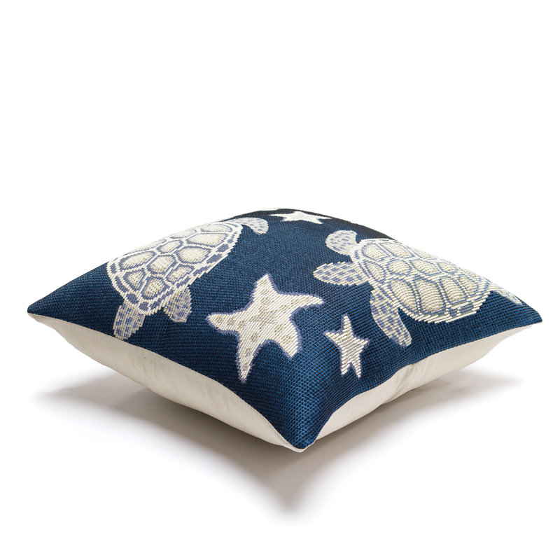 Outdoor Throw Pillow, Navy/Gray