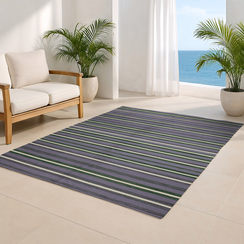 HorizontalStripes Purple Indoor and Outdoor Area Rug, Rectangle 2' x 3'