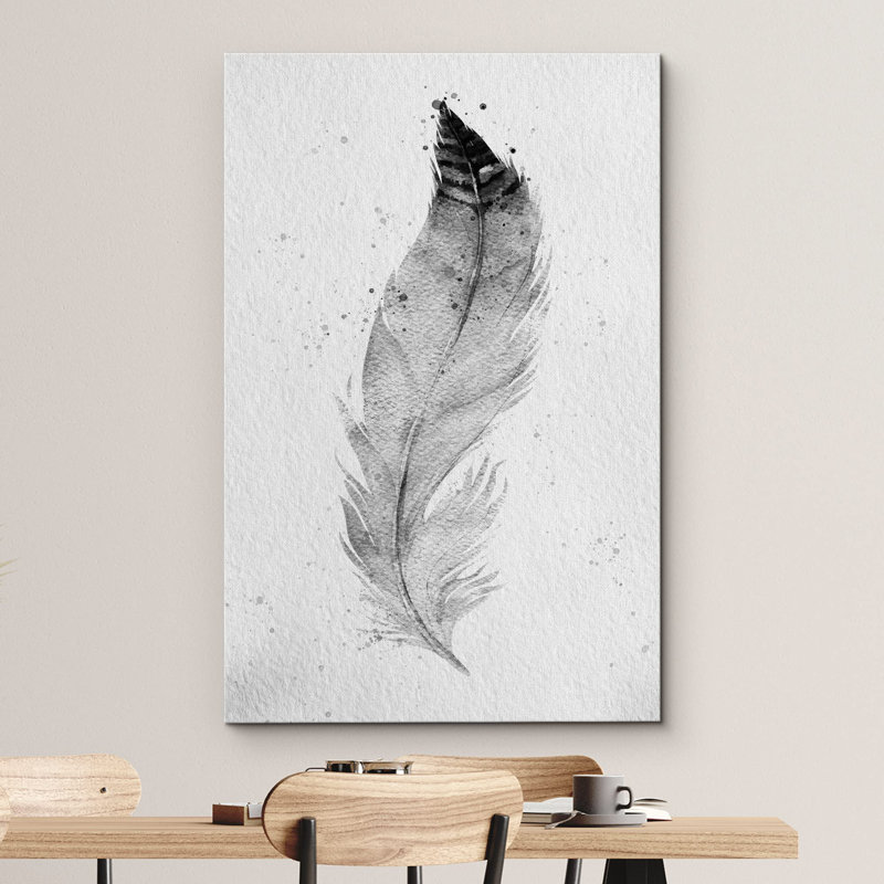 Pastel, minimaliste, aquarelle grise, oiseau, plume, illustrations, art moderne, H 36 po x l 24 po