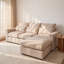 Canapé d'angle modulaire, canapé nuage surdimensionné en forme de U avec double méridienne, mobilier de salon 5 places en chenille rembourrée avec coussins moelleux, beige-131374093-136329414