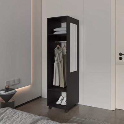 Armoire à 3 tablettes avec miroir et rangement ouvert