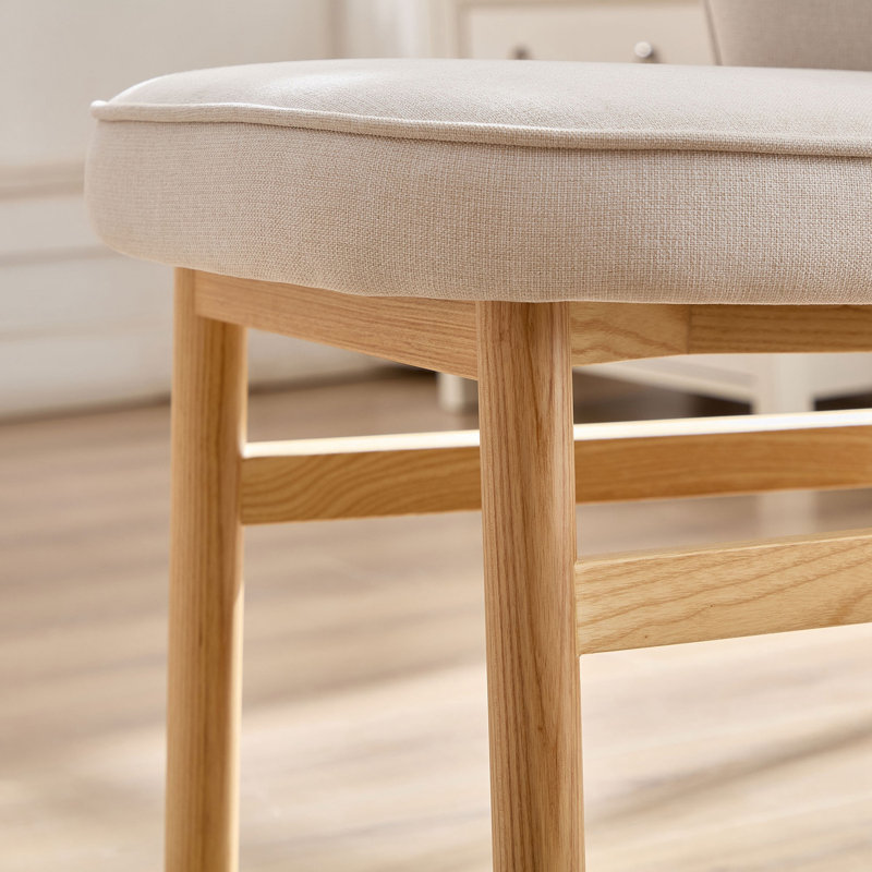 Chaises de salle à manger sans accoudoirs avec pieds robustes, 1, Naturel