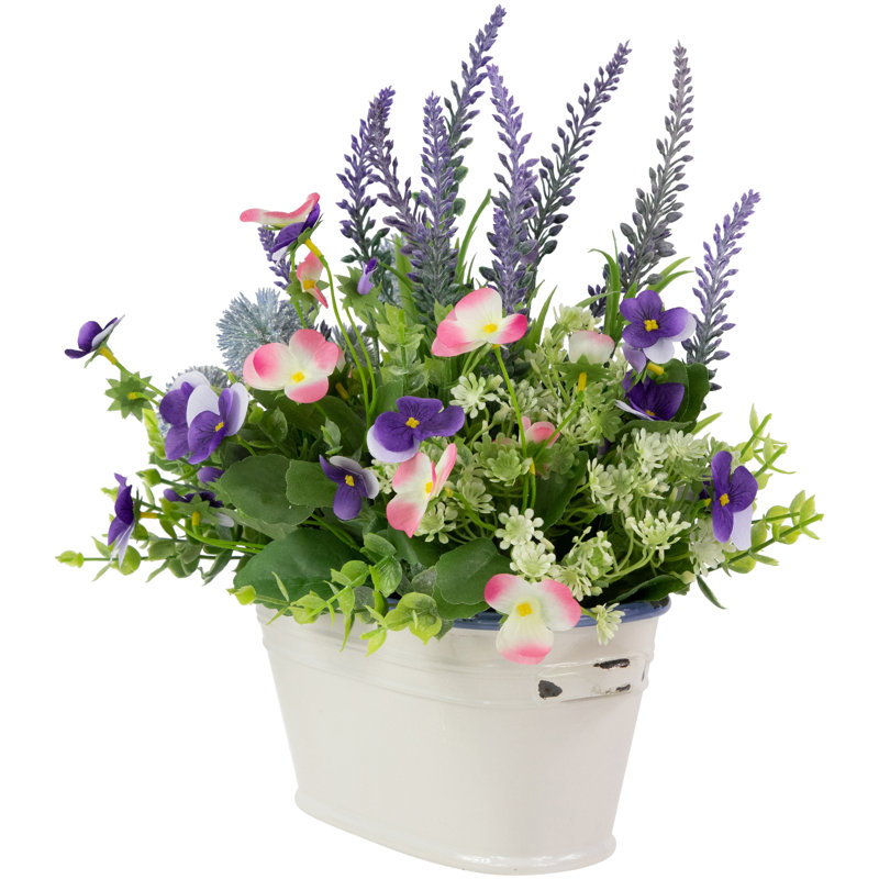 Arrangement floral mélangé artificiel en pot