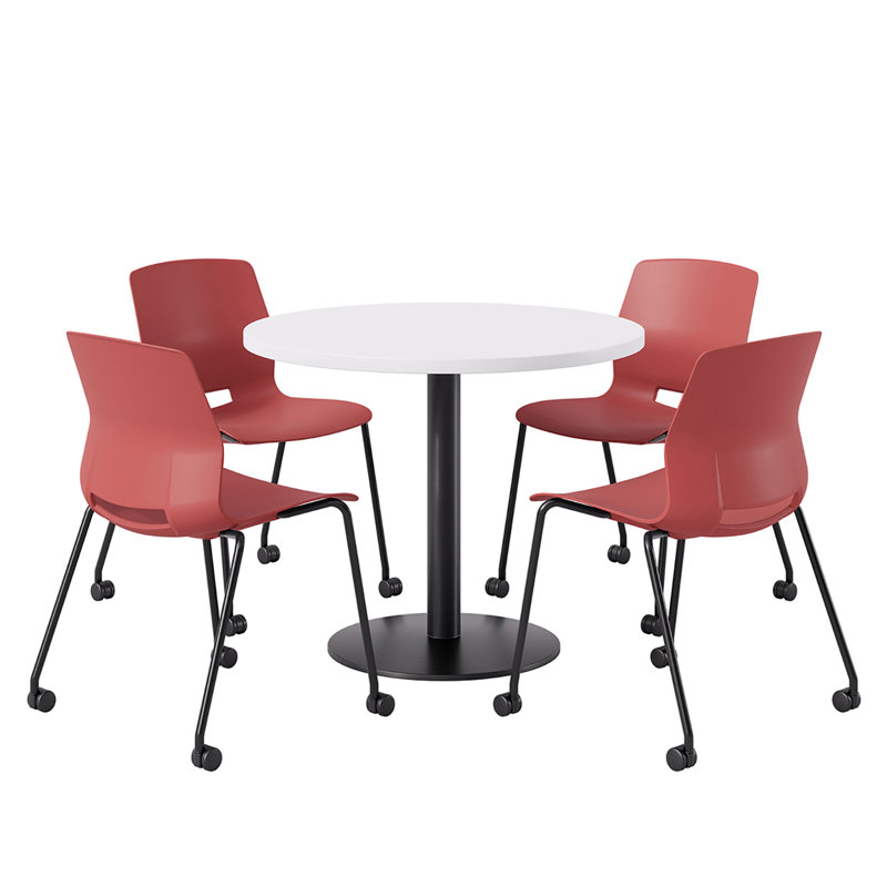 Ensemble repas pour quatre personnes, Blanc, Rouge, H 29 po x L 36 po x l 36 po