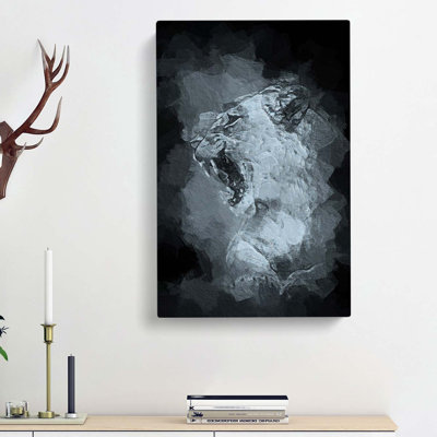 Fierce Lioness in Abstract - Wrapped Canvas