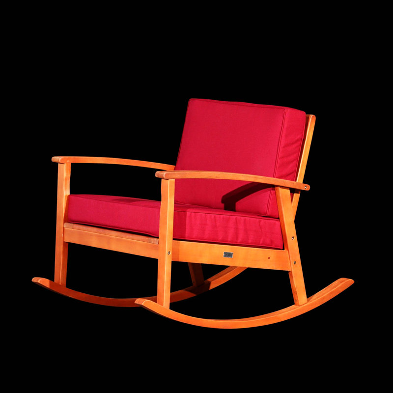 Chaise berçante en bois massif Ingibergur, Bourgogne, Naturel
