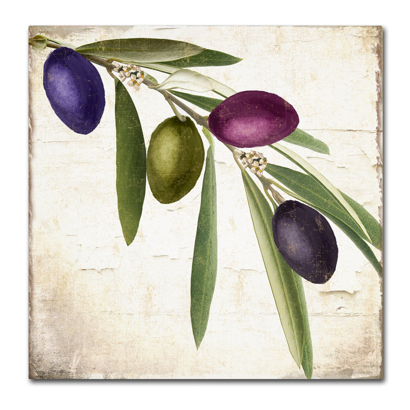 Olive Branch IV 24" x 24" Canvas Art in Green and Purple