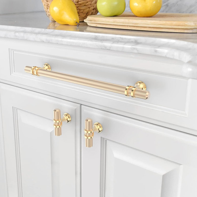 10 Pack Knurled Cabinet Handles,192MM Hole Center,Gold