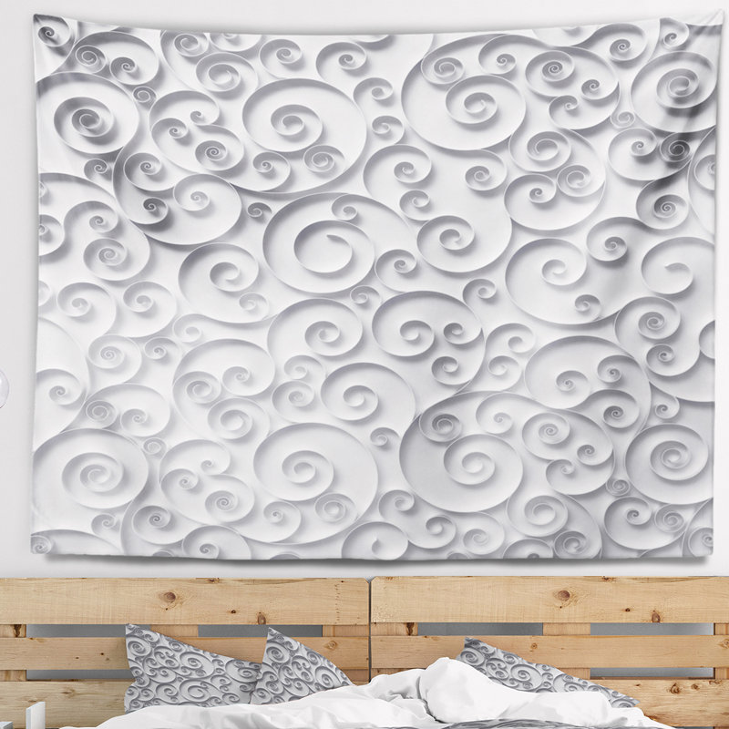 Tapisserie abstraite en papier bouclé, H 78 po x l 92 po