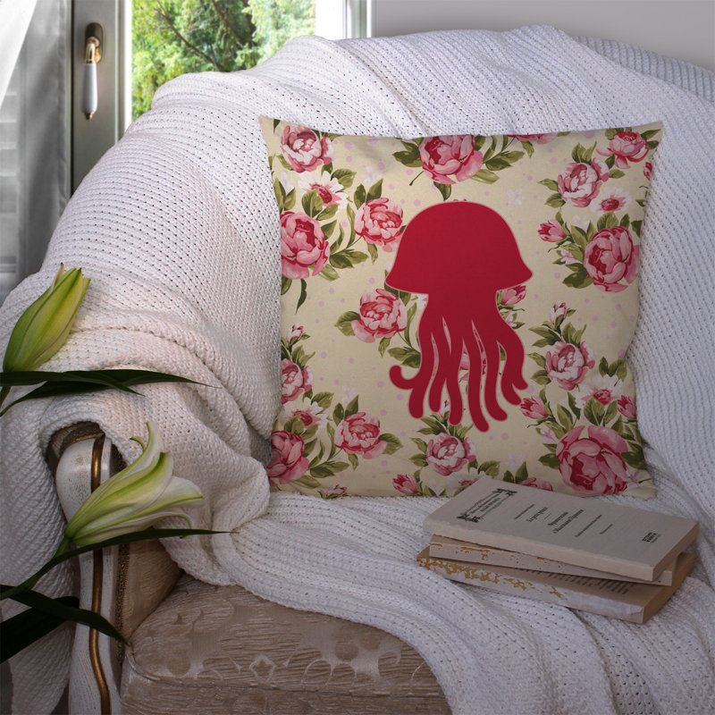  Coussin décoratif floral 14 po Jellyfish Shabby Elegance, Jaune clair