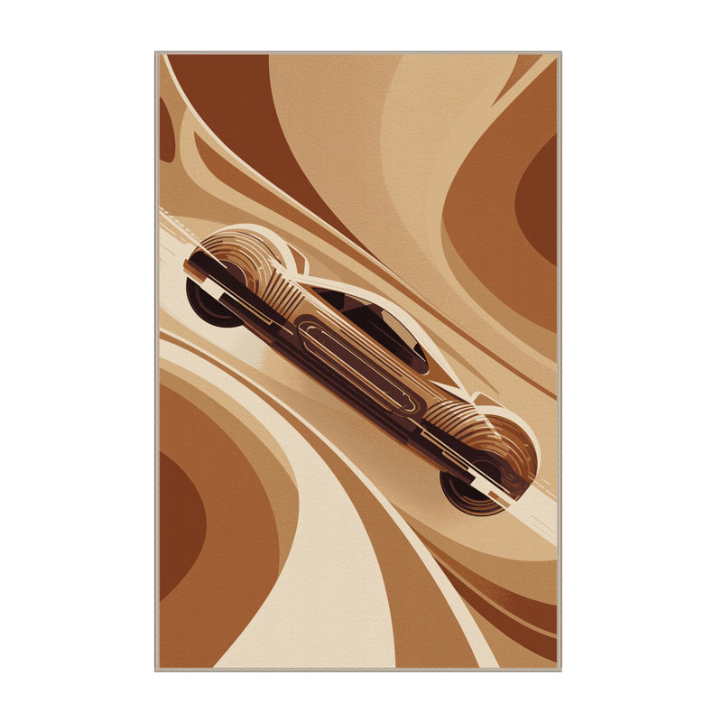 Tapis art déco doux et moelleux en néon Hovercar, 7 x 10