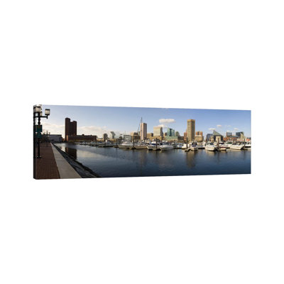 Boats Moored At A Harbor, Inner Harbor, Baltimore, Maryland, USA 2009 - Wrapped Canvas Panoramic Print