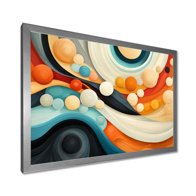 Cosmic Dance Of Colours IV - Abstract Impressionism Art mural, H 34 po x l 44 po, Argent argent
