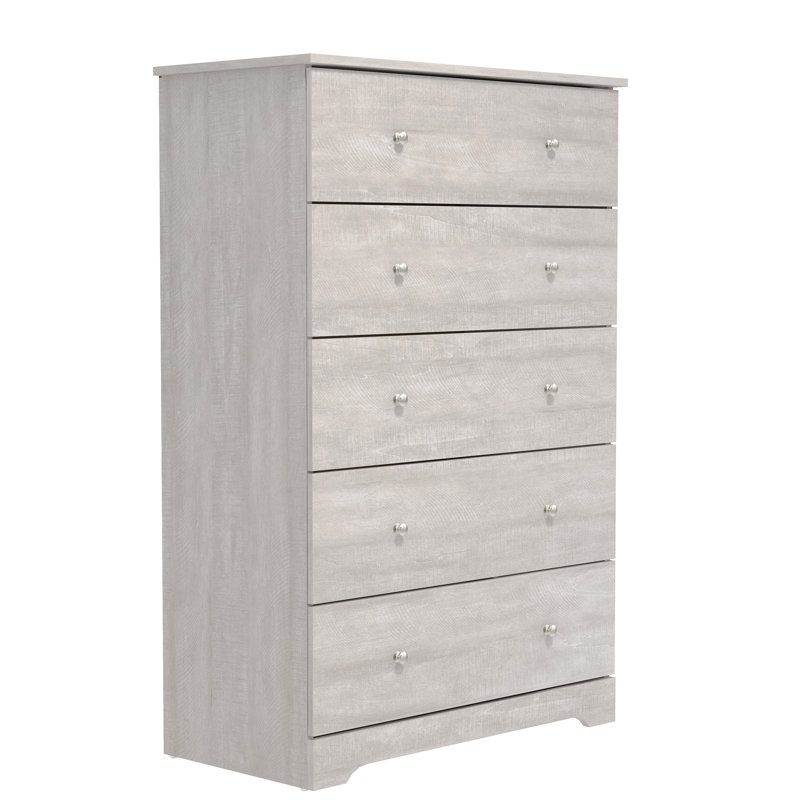 Commode 5 tiroirs Blaklee, Chêne gris poussiéreux / peu robuste