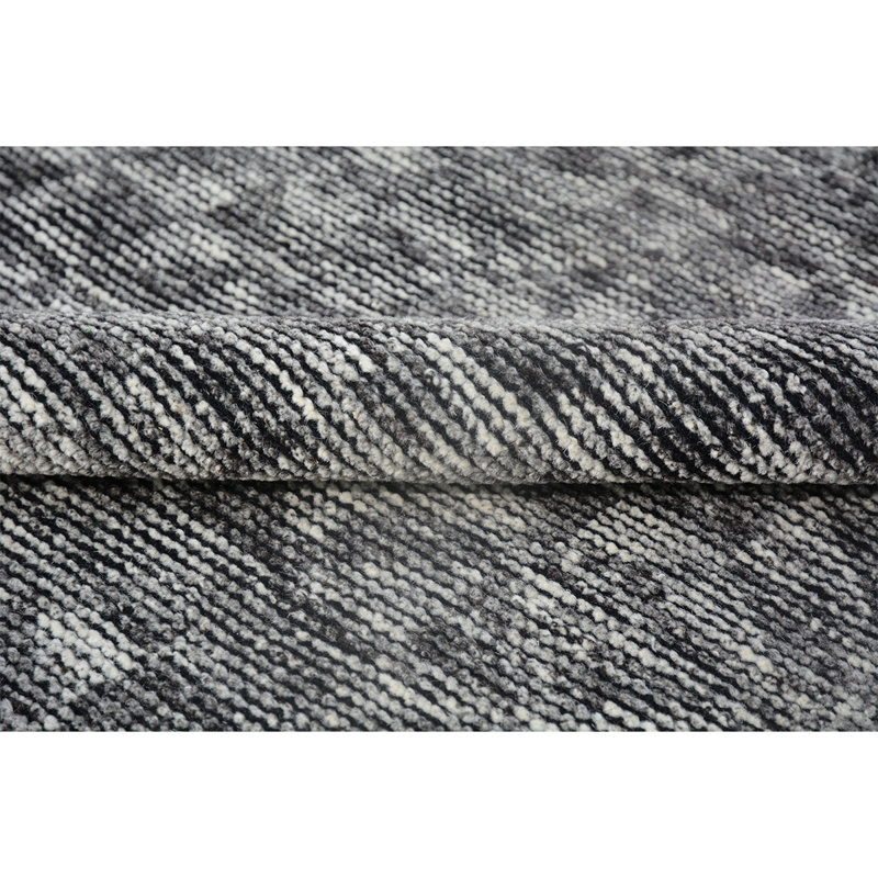 Wool Geometric Area Rug in Silver, Rectangle 8' x 10'