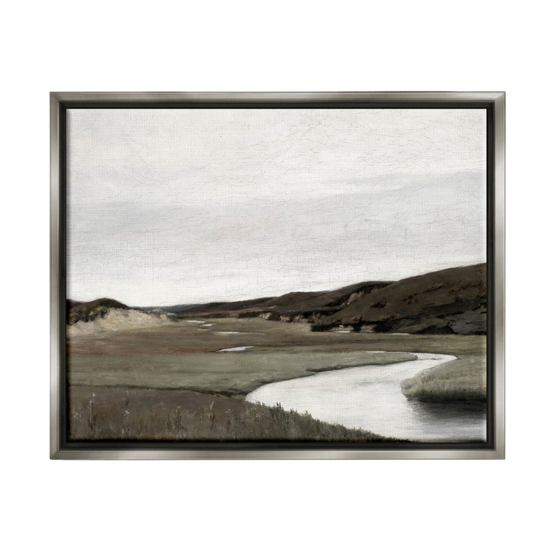 Art mural sur toile flottant avec paysage et campagne, H 17 po x l 21 po x P 1,7 po, Cadre flottant gris lustré