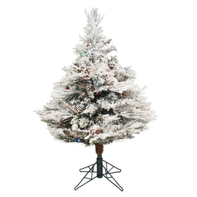 Flocked Alberta 3.5' Lighted Pine Christmas Tree