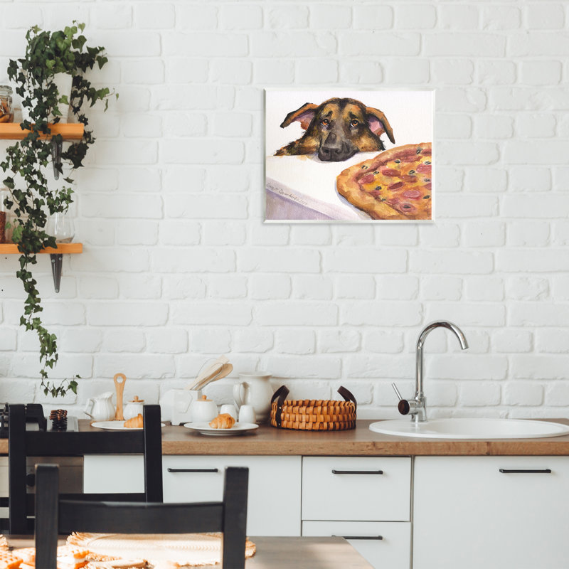 Berger allemand avec plaque murale pizza, design par George Dyachenko