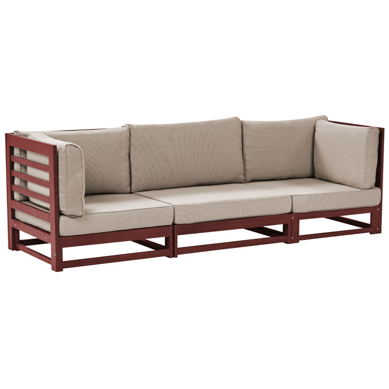 Aizel 235cm Wide Patio Sofa with Cushions, Mahogany Brown