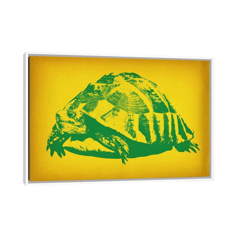 Tortue verte - impression sur toile, Toile blanche encadrée, H 18 po x l 26 po x P 1,5 po, Aucun mat