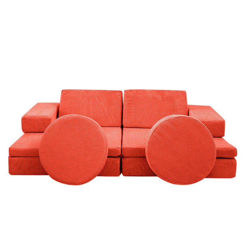 Élégant canapé-lit 2 places, orange | Tissu 100% polyester, dimensions: 55,1 po x 18,1 po x 27,6 po | Coussins en mousse confortables (épaisseur: 4,5 po et 2 po) | Parfait pour les petits espaces, conception polyvalente pour le salon et la chambre d'amis