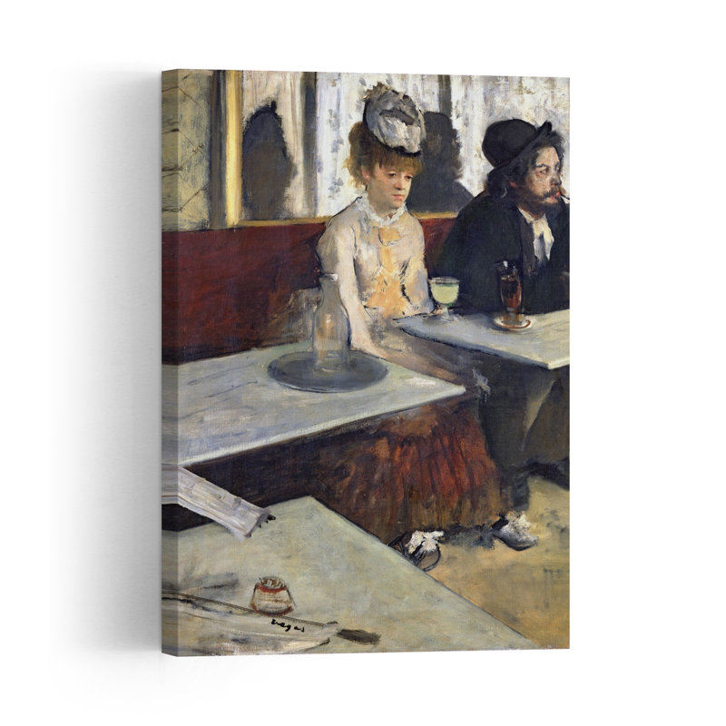 Dans un café, ou à l'absinthe, vers 1875-1876. Estampe d'art mural contemporain abstraite impressionniste., H 18 po x l 12 po