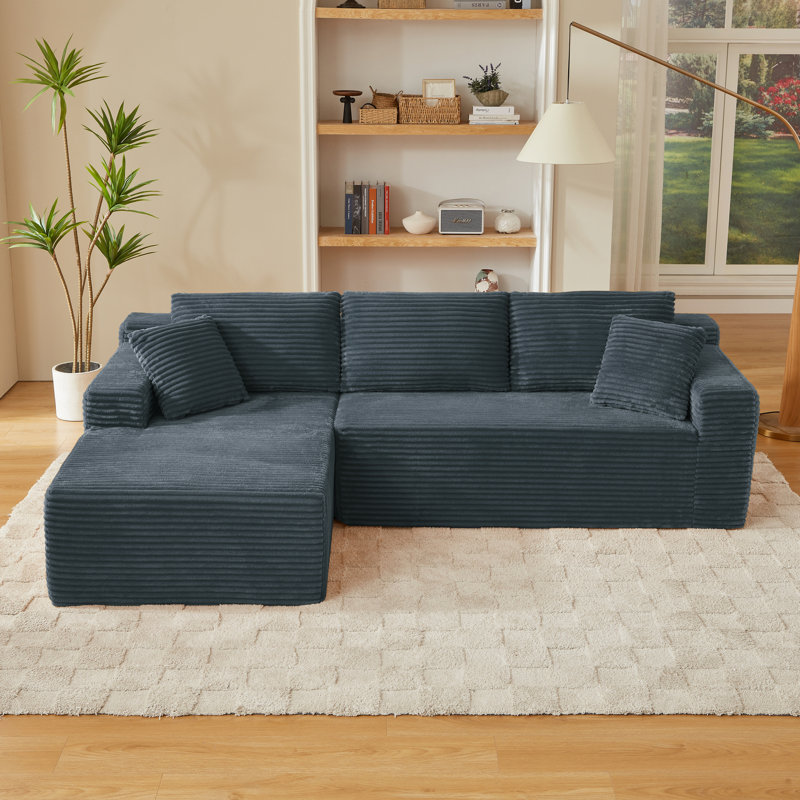 Canapé modulaire en L avec siège profond, sans assemblage requis, canapé-lit modulaire pour salon, chambre à coucher, appartement, gris foncé