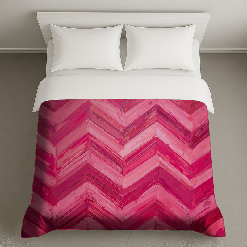 Housses de couette zigzag à chevrons roses, Lit simple