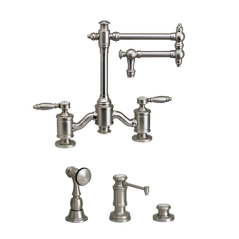 Towson Bridge Faucet - 12" Articulated Spout, Satin Chrome