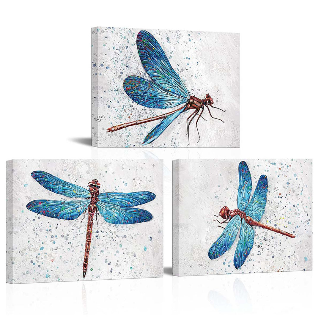 40*30,Dragonfly Wall Decor Picture Nature Insect Animal Blue Dragonfly Canvas Wall Art.