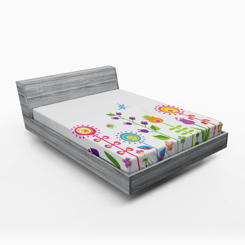 Microfiber Floral Fitted Sheet, Queen Fitted Sheet