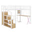 Lit mezzanine double avec bureau et escalier de rangement, lit mezzanine en métal avec éclairage DEL, lit mezzanine haut avec garde-robe et tablettes-1221089590