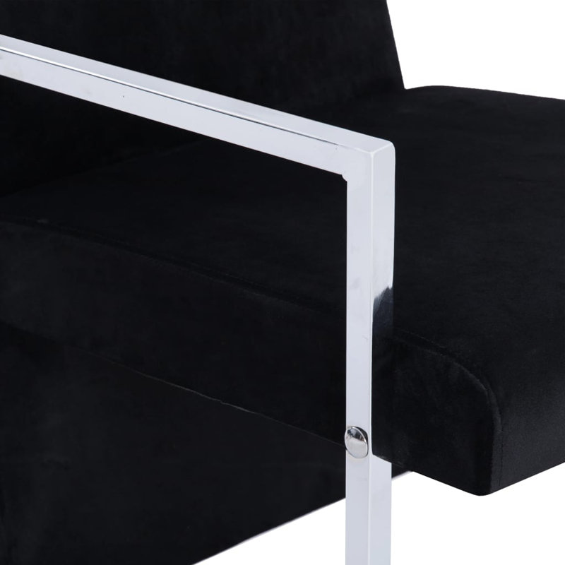 Armchair with Chrome Feet, Gray, Black Velvet