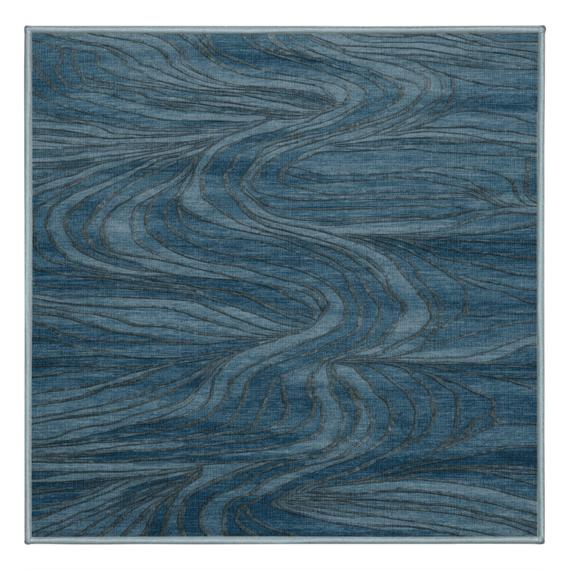 Tapis bleu turc lavable à la machine, Carré 8 pi