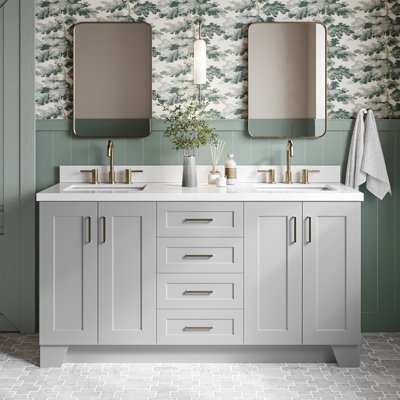 Frawley 66'' Solid Wood Double Bathroom Vanity with 1.5'' Quartz Top