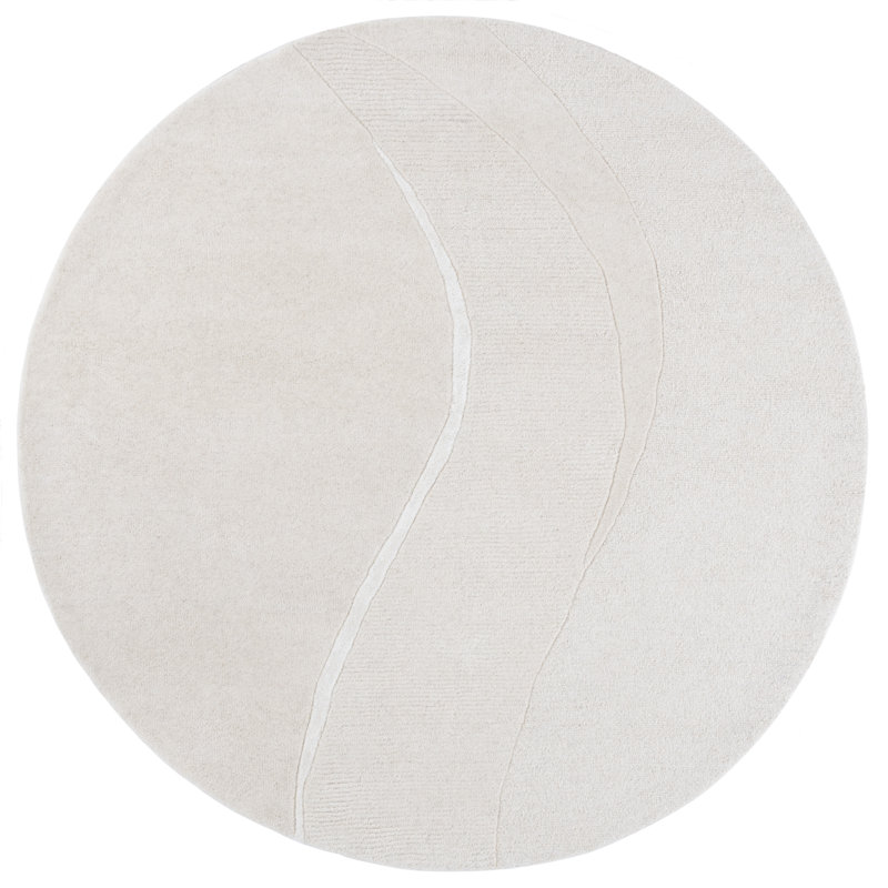Fifth Avenue 452 Hand Tufted Wool/Viscose Abstract Indoor Use Only Rug in Ivory, Round 6'