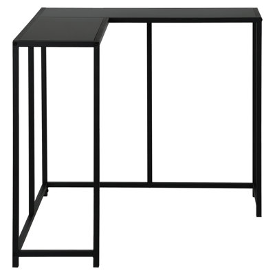 Black Console Table For Living Room, Entryway - Narrow Corner Accent With Laminate Deck And Metal Structure Modern Room Display Strong Frame