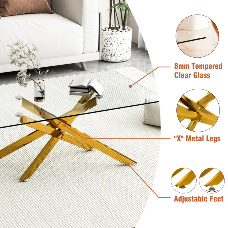 Shivaan Single Coffee Table, 18.11" H x 39.37" W x 23.62" D, Gold