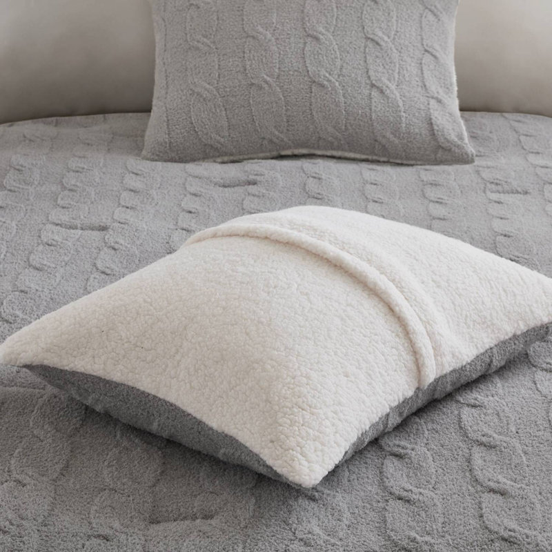 Ensemble d'édredon en chenille 3 pièces, Grey