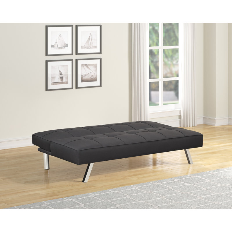 Jazzminn Twin 66.5'' Upholstered Convertible Sofa, Black Fabric